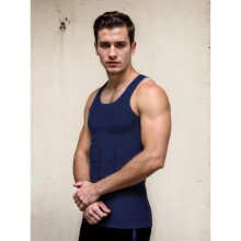 (Black, XXXL) Men's Shapewear Vest Body Shaper Tummy Control Slimming Tank Top Heavy Duty Compression Fitness Undershirt
