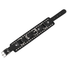 Pulseira de Couro Unissex com Rebite Moda Punk Rebite Pulseira (Preta)