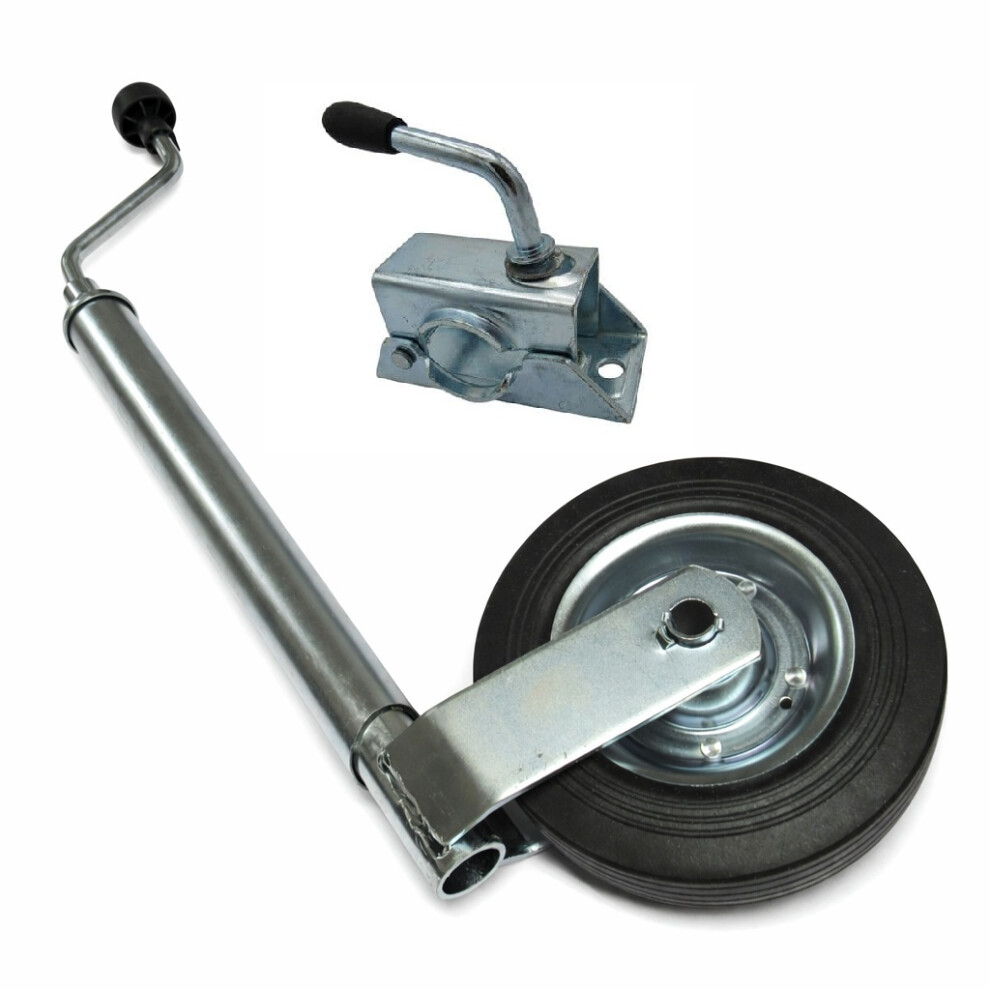 Heavy Duty Caravan Jockey Wheel With Clamp 42Mm (Trailer Metal Rim Wind Up Handle) 600988567580