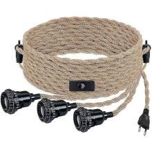 Lampa Crochta Rópa Cnáibe DIY E27 le Lasc & Breiseán