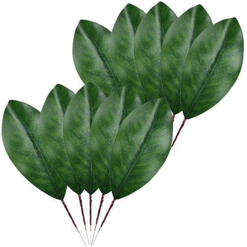 Foglie di magnolia artificiali verdi decorative, 10 pezzi