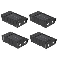 Lot de 4 appliques solaires carrées noires étanches IP65