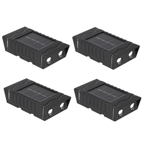 Lot de 4 appliques solaires carrées noires étanches IP65