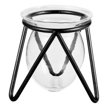 Vaso de vidro para hidroponia com base de metal – 7,5 cm