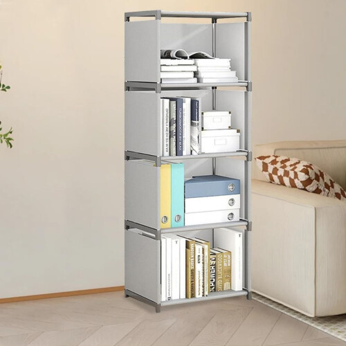 WSYW Portable Bookshelf 4-Tier Vertical Storage Rack