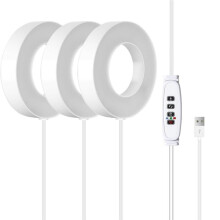 Fullspektrum LED-Växtljus Automatisk på/Av-Timer Tak Under Skåp Halo Växtlampa Rött och Blått Ljus 3 St