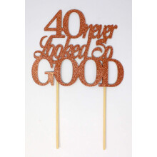 Topo de Bolo de Aniversário de 40 Anos em Cobre (1 Unidade)