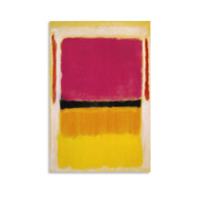 Impressão em tela de Mark Rothko nas cores violeta, preto, laranja e amarelo.