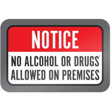 „Alkohol und Drogen verboten“-Schild, 23 x 15 cm, Aluminium