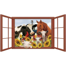 Adesivos de parede 3D de animais de fazenda em vinil.