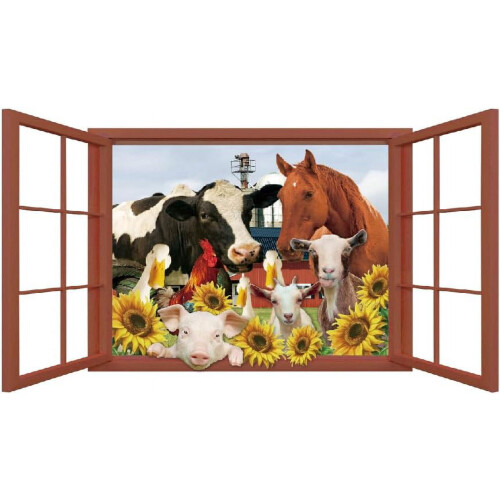 Stickers muraux 3D animaux de la ferme en vinyle