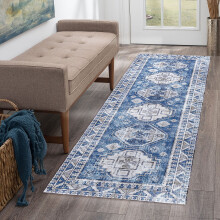 WhizMax vintage Persian runner rug 2 ft x 6 ft navy gray