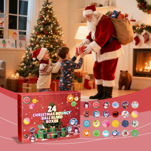 Adventskalender 2025 – 24 Hüpfbälle, Rot