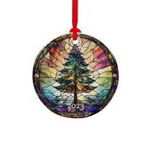 Runder Weihnachtsschmuck aus Acryl mit konkaver Struktur, 1 Stück