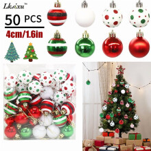 Lksixu 50-Piece Christmas Baubles, 1.6" Red Green White