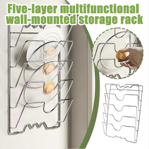 Pot Lid Holder Storage Rack Wall Mounted Pan Cover Organizer Kitchen Accessories 1
