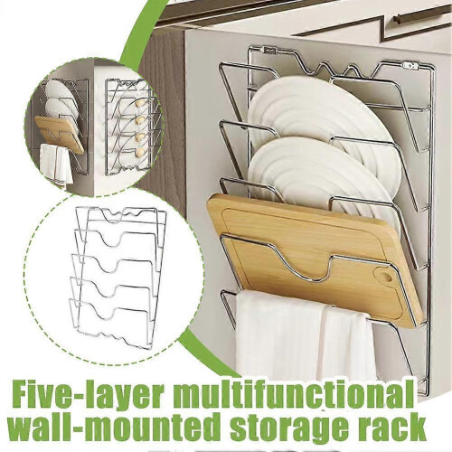Pot Lid Holder Storage Rack Wall Mounted Pan Cover Organizer Kitchen Accessories 2