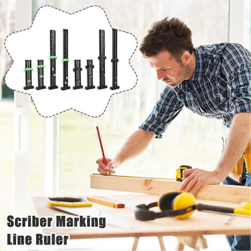 (Black 6inch) Scriber Marking Line Ruler T Type Woodworking Scriber Measuring Tool Adjustable 1