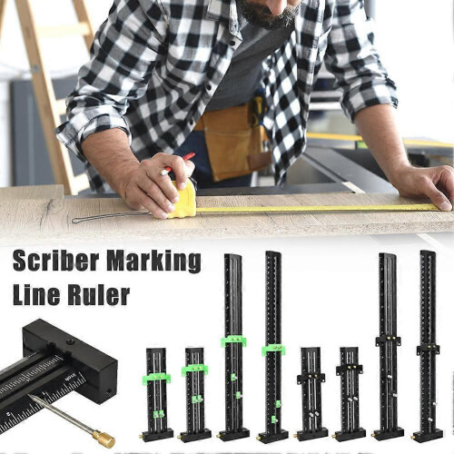 (Black 6inch) Scriber Marking Line Ruler T Type Woodworking Scriber Measuring Tool Adjustable 2
