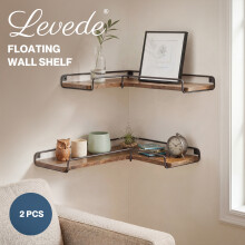 Levede Rustic Floating Shelves Set 2PC Kitchen Corner Wall Shelf Unit Storage