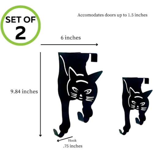 Schwarze Katze Türhaken, 2er-Set 1