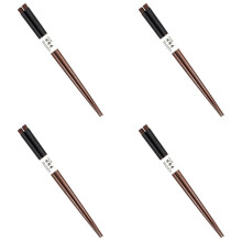 4 Paires Baguettes En Bois Naturel Japonais Paquet de Valeur Vaisselle de Cuisine Theacees Noir
