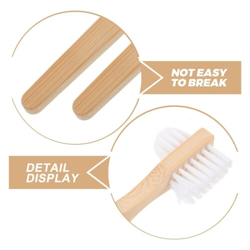 8pcs Double-Sided Nylon Medium-Hard Denture Brushes with Bamboo Ergonomic Grip for False Teeth and Aligner Cleaning 2