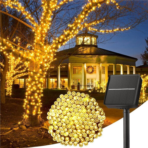 1 Pack Solar String Lights Outdoor Waterproof,200 LED Solar Powered String Lights with 8 Modes, Auto /Off(Warm White) 1