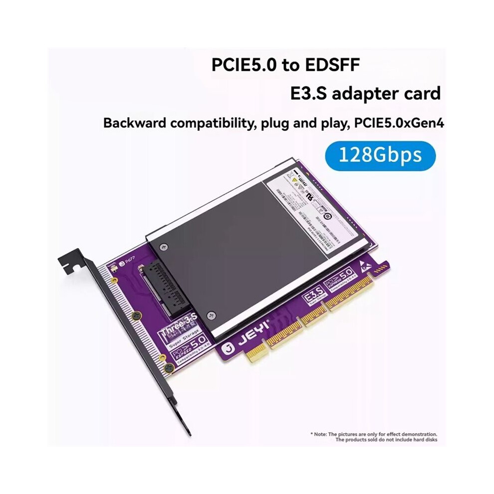 Jeyi Pcie5.0 To Edsff E3.s Adapter Card 128Gbps Nvme Ssd Expansion Card Supports X4/X8/X16 Slots For Desktop 6031443156621