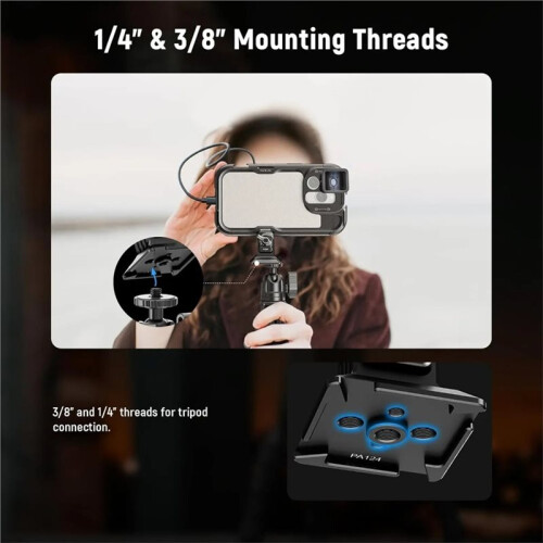Clipe de Montagem para Tripé de Celular com Rosca de 1/4" e Base Arca de Liberação Rápida para  17, 16 Pro Max, S25 e Ultra B 1