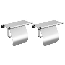 2X Modern Stainless Steel Wall Mount Toilet Paper Holder with Phone Shelf Roll Paper Holder Bathroom Fixture Bathroom