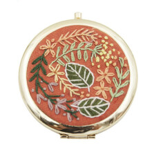(Harvest, Gold) Cute bear double-sided folding women's cosmetic mirror handmade diy embroidery material package cat mirror