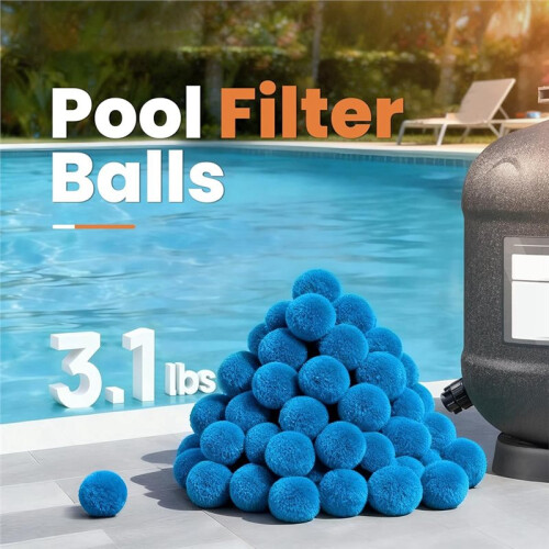 3.1Lbs Pool Filter Balls, Reusable  Filter Media, High-Efficiency Replacement for 100Lbs Pool Sand Filter Systems 1