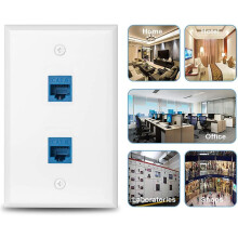 4-Pack 1 Port Ethernet Wall Plate, RJ45 Cat6 Female to Female Jack Inline Coupler Face Plates, 1-Port