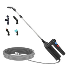 Elektrische Gartenspritze mit 3 Einstellbaren Druckstufen, 79 cm Teleskoprohr, 5 M Schlauch und 4 Düsen