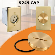 2PCS 5249 Floor Outlet Cover Plate, for Leviton 5249 Single Receptacle Floor Box, Polished Brass Finish with O-Rings