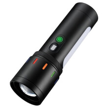 Lampe Torche Tricolore avec Bande Lumineuse, Étanche et Zoomable, Idéale pour le Camping en Extérieur.