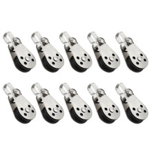 10Pcs 316 Stainless Steel Swivel Eye Wire Rope Pulley Block Single Wheel Single Nylon Sheave Pulley Block Durable Boat
