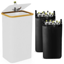 Grote Opbergdoos met Binnenzak, Opvouwbaar, voor Flessen, Kleding, Speelgoed, Recyclebaar Afval, 100 Liter, Wit