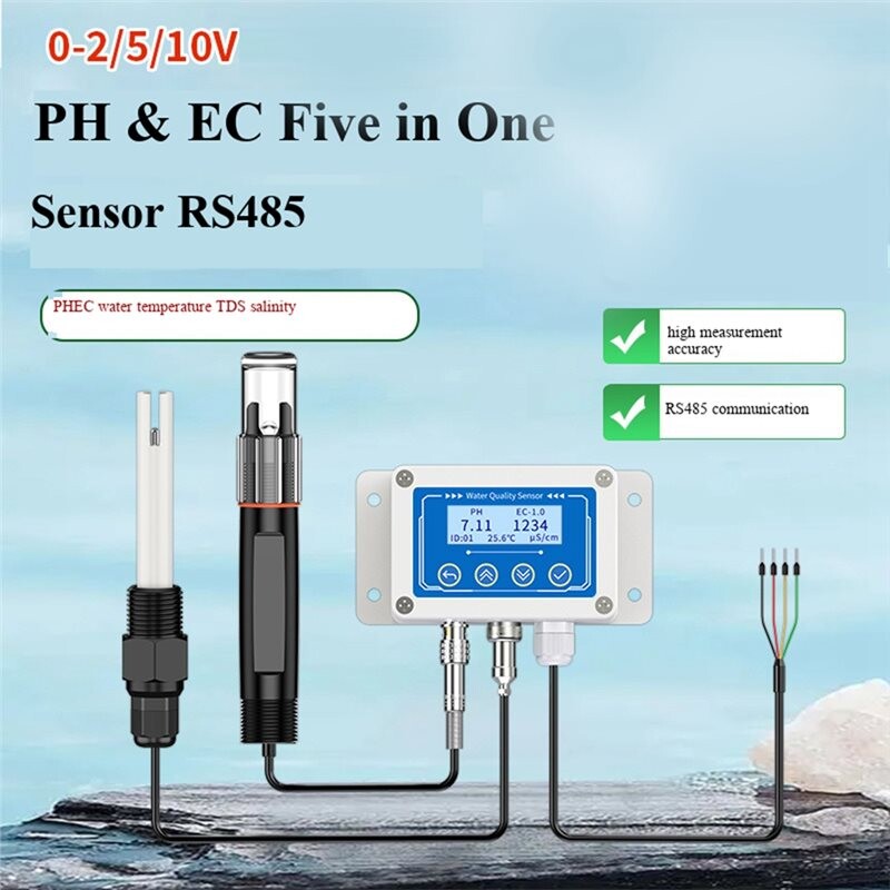 Water PH EC TDS Salinity Electrode Probe 5-in-1 RS485 Sensor Industrial ...