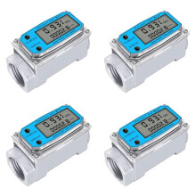 4X Digital Turbine Water Flow Meter Digital LCD Display with NPT Counter and FNPT Thread Gas Oil Fuel Flowmeter (1 Inch)