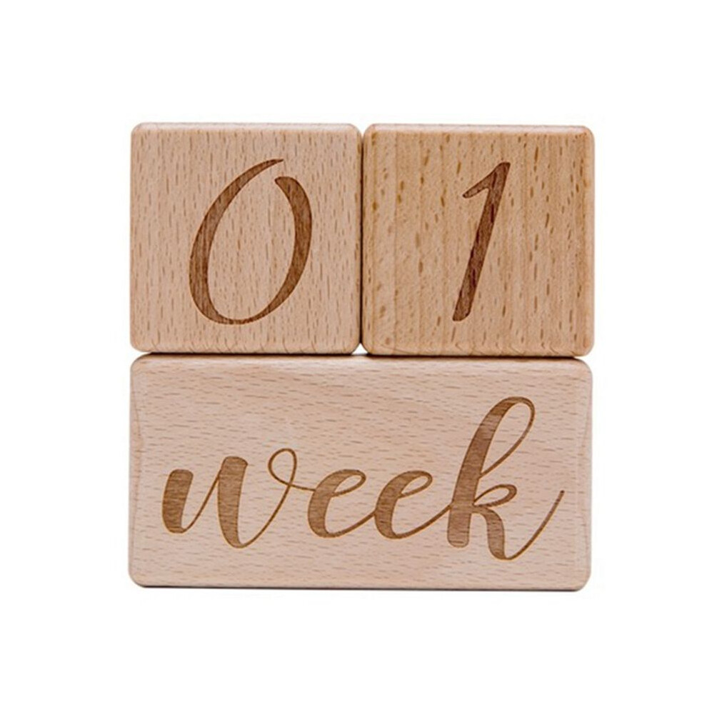 Baby Monthly Record Growth Milestone Block Wooden Baby Photography Props Photo Milestone Infant Birth Gift Souvenir