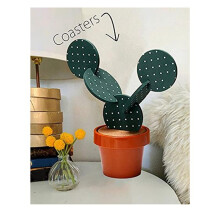 Cactus Coasters Set for Drinks of 12 Pieces,Funny Coasters Cactus Gift with Flowerpot Holder for Home Office Bar Decor