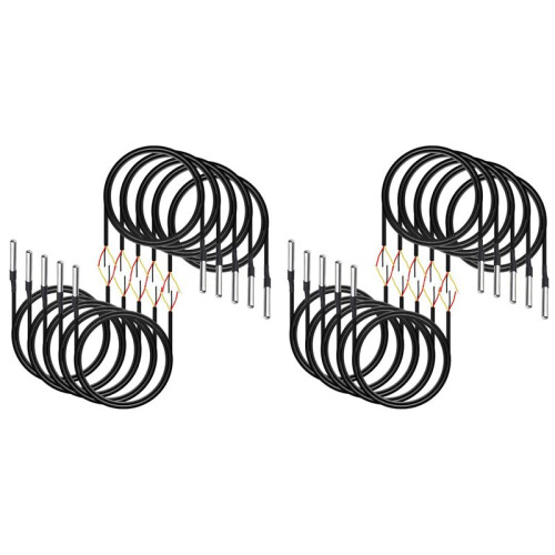 20Pcs Waterproof DS18B20 Temperature Sensor, Digital Temperature Thermal Cable Temperature (-55- +125) - 1 Meter/3.2Ft