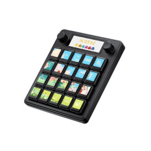 MK20 KI-Sprachsteuerung, Integriertes Bedienfeld, 20 Mechanische 0,85-Zoll-LCD-Makrotasten und 2,8-Zoll-US-Stecker, Schwarz