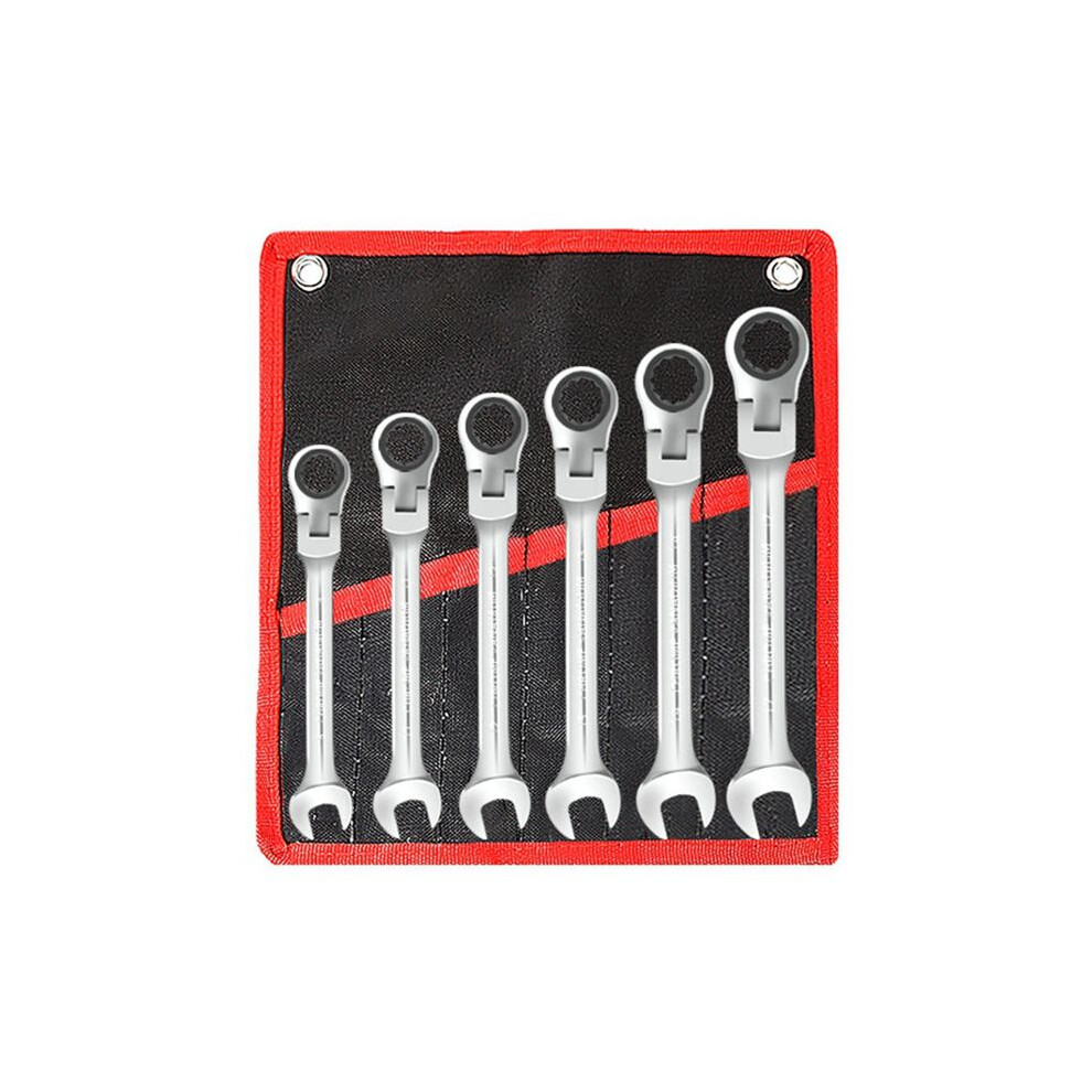 Chrome Vanadium Steel Bidirectional Movable Ratchet Wrench Quick Manual Dual-Purpose Wrench 6Pcs[8/11/12/13/14/17] 4713597059158