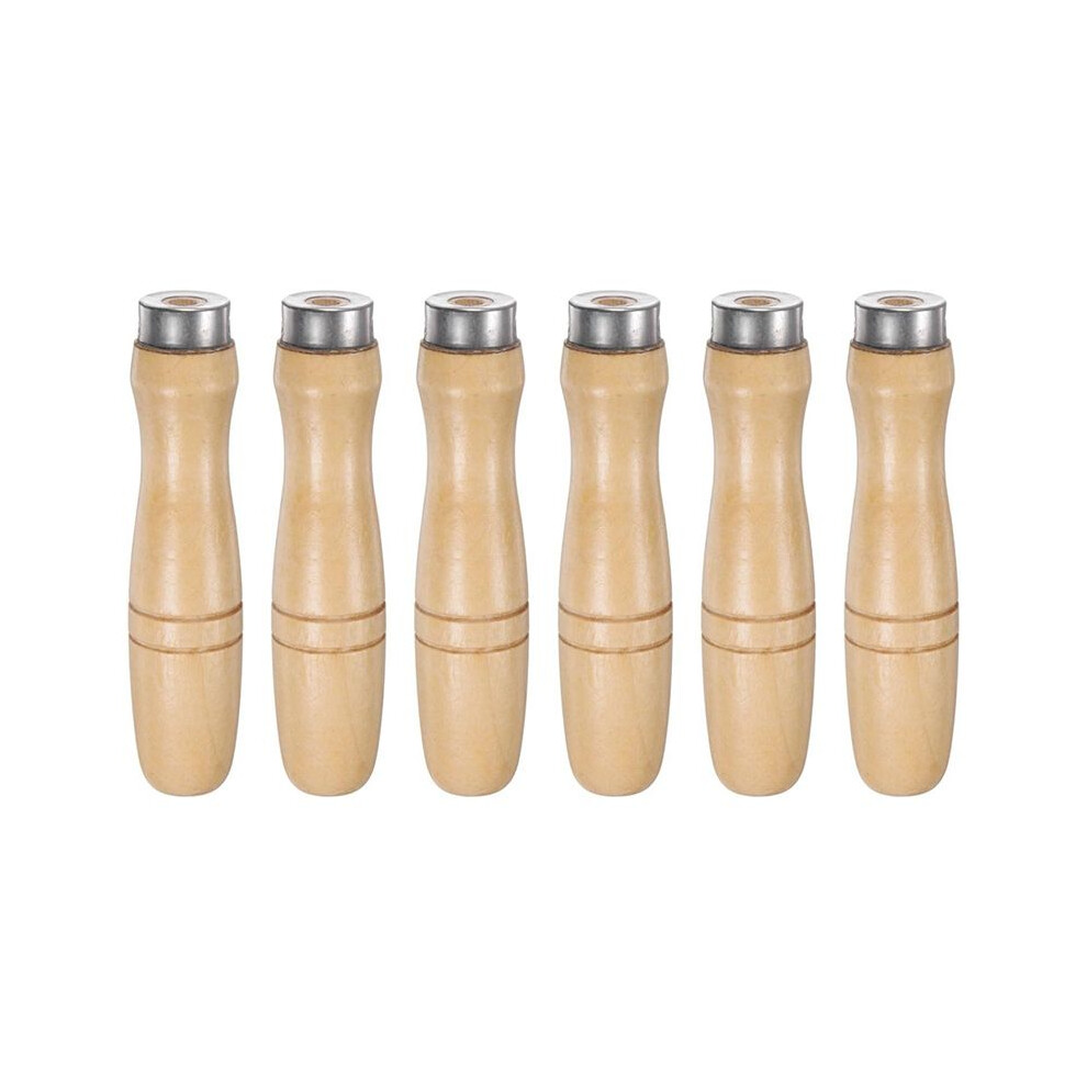 6Pcs Wooden File Handle Round Hole Ergonomic Handles With Metal Collar For 8Inch Metal Files 6031866468035