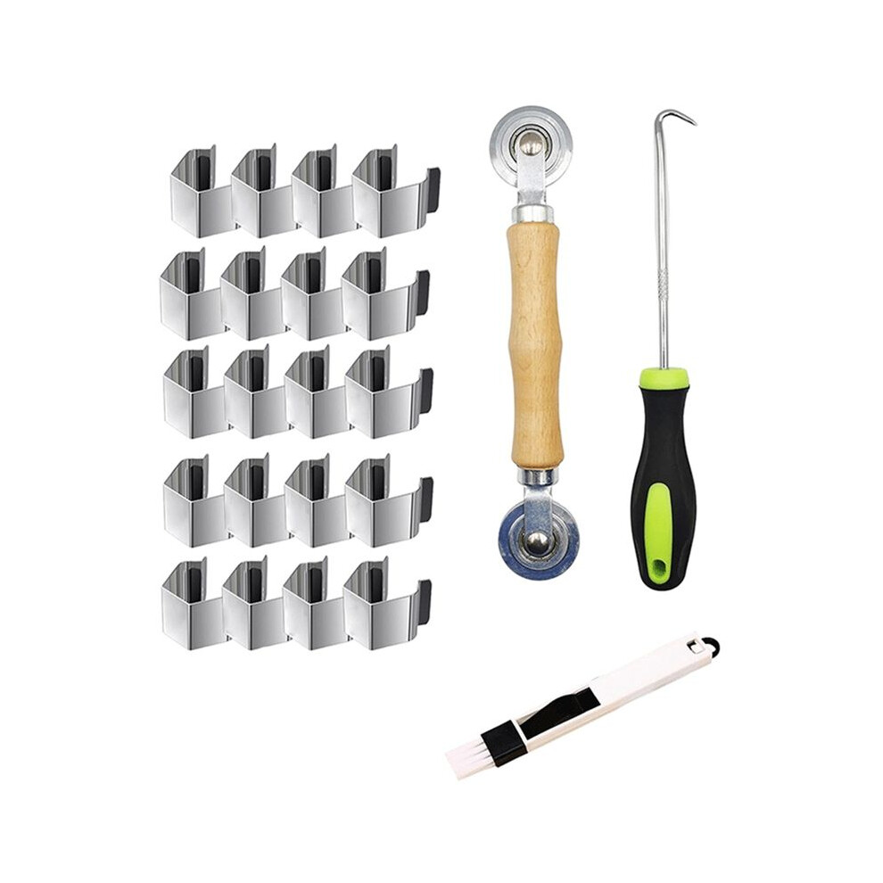 Screen Door Tool Kit - 20 Pieces Screen Installer Clips With Screen Rolling Tool Screen Repair Of Kit Screen Tools Set A 6031068242112