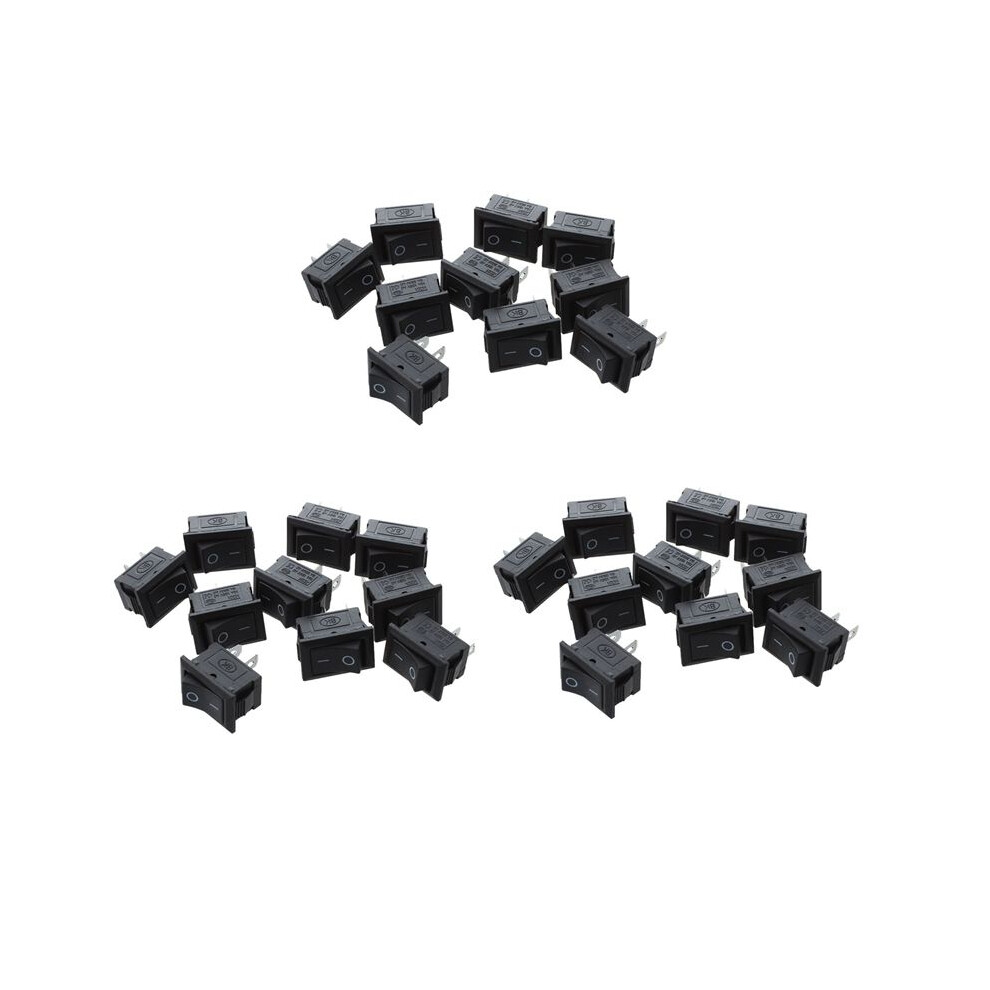 30 Pcs Spst 2 Pin Rocker Ac 125V 10A 250V 6A Black 6033283115196