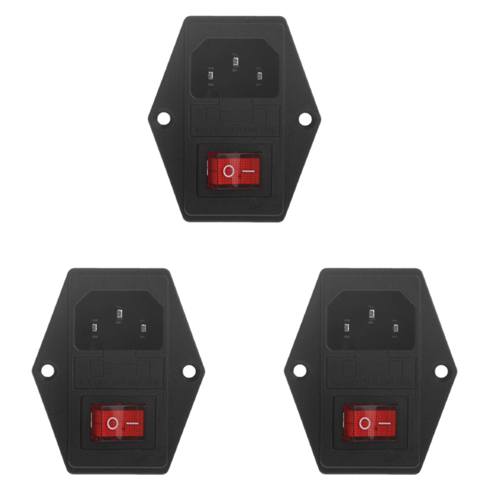 3X New 3 Pin Iec320 C14 Ac Inlet Male Plug Power Socket With Fuse 10A 250V 4711077184468